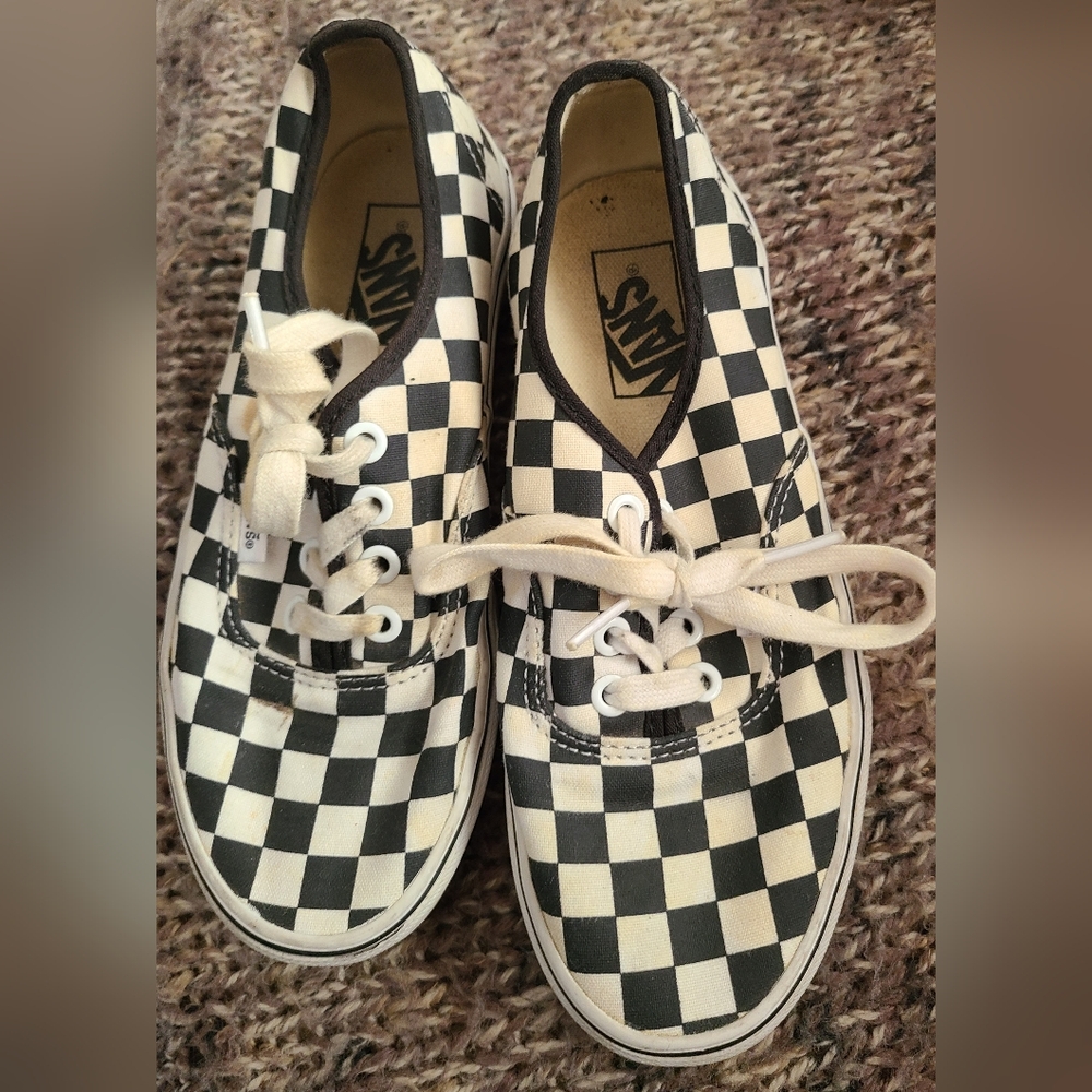 Vans Black and White Checkered Shoes Sz 6
